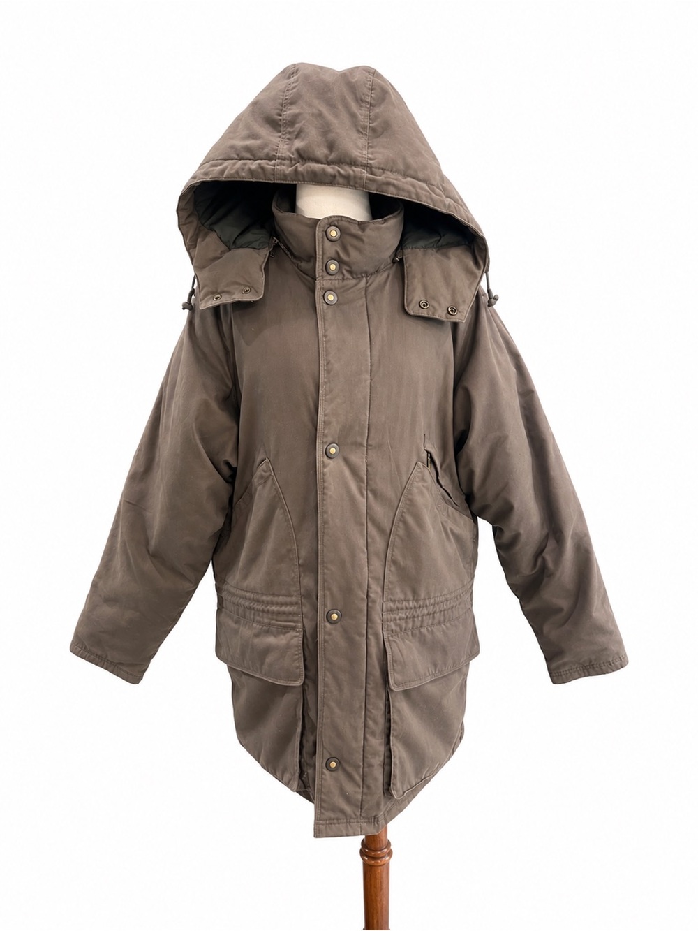 vintage Town London Fog winter down parka jacket Hooded Brown Olive M
